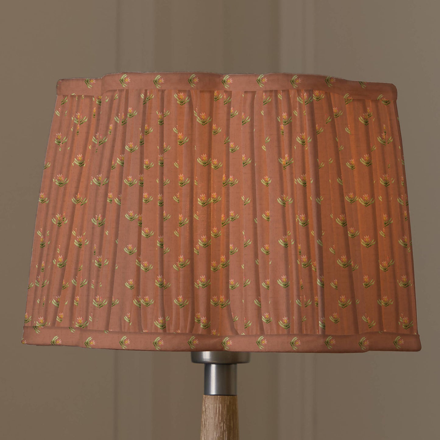 Raja Pleated Scalloped Lamp Shade Terracotta: Terracotta / 20 x 30 x 30cm