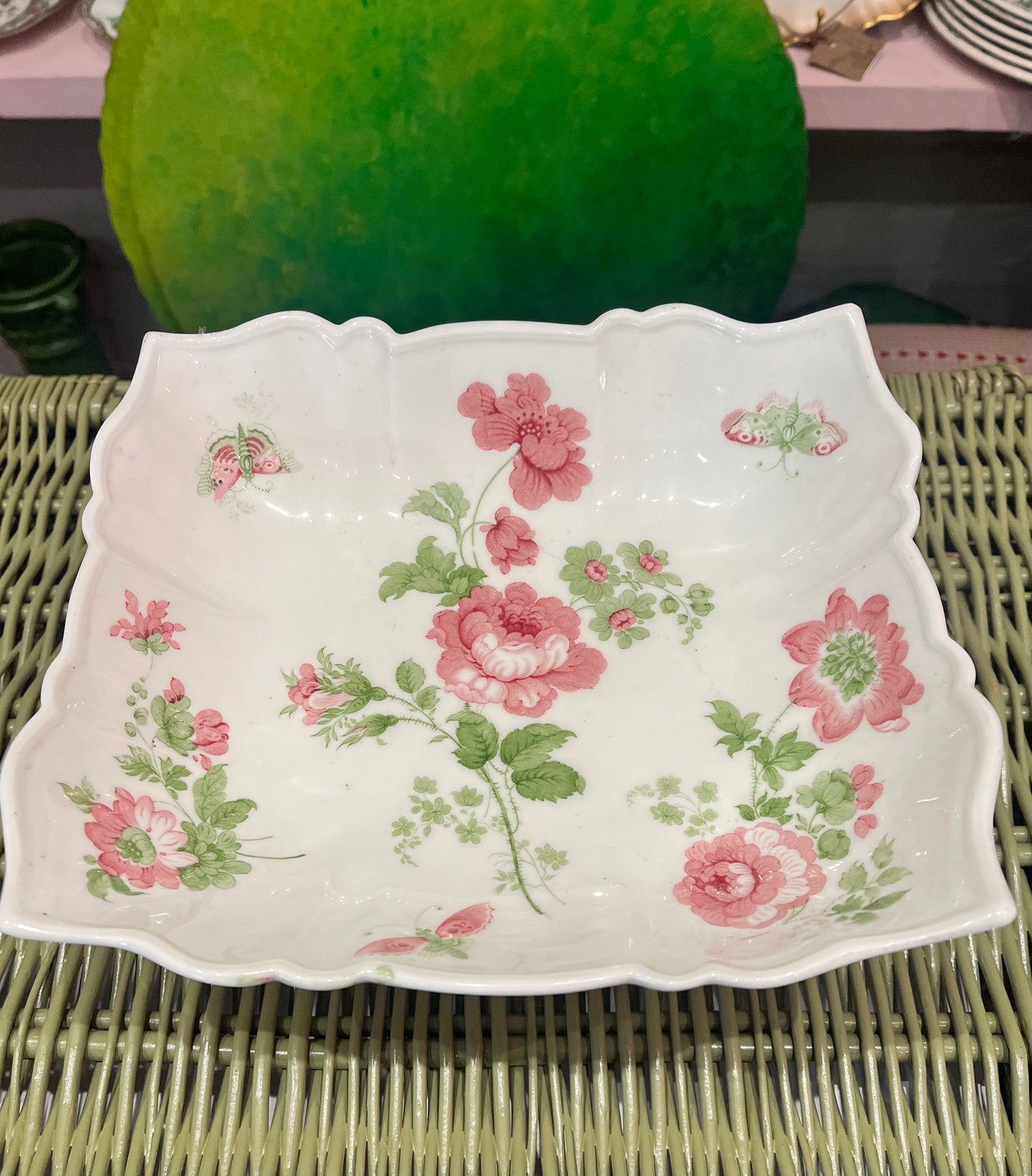 "Butterflies & Roses" Vintage footed dish.