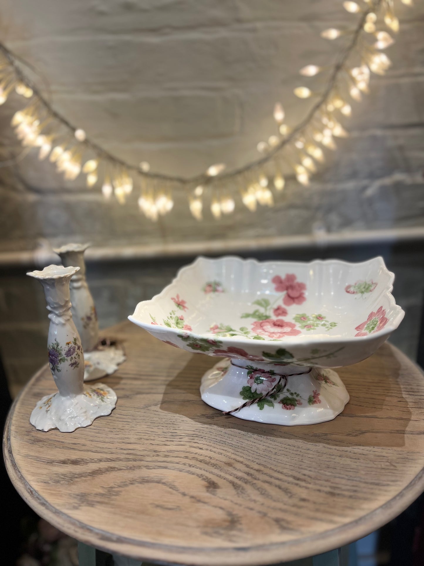 "Butterflies & Roses" Vintage footed dish.