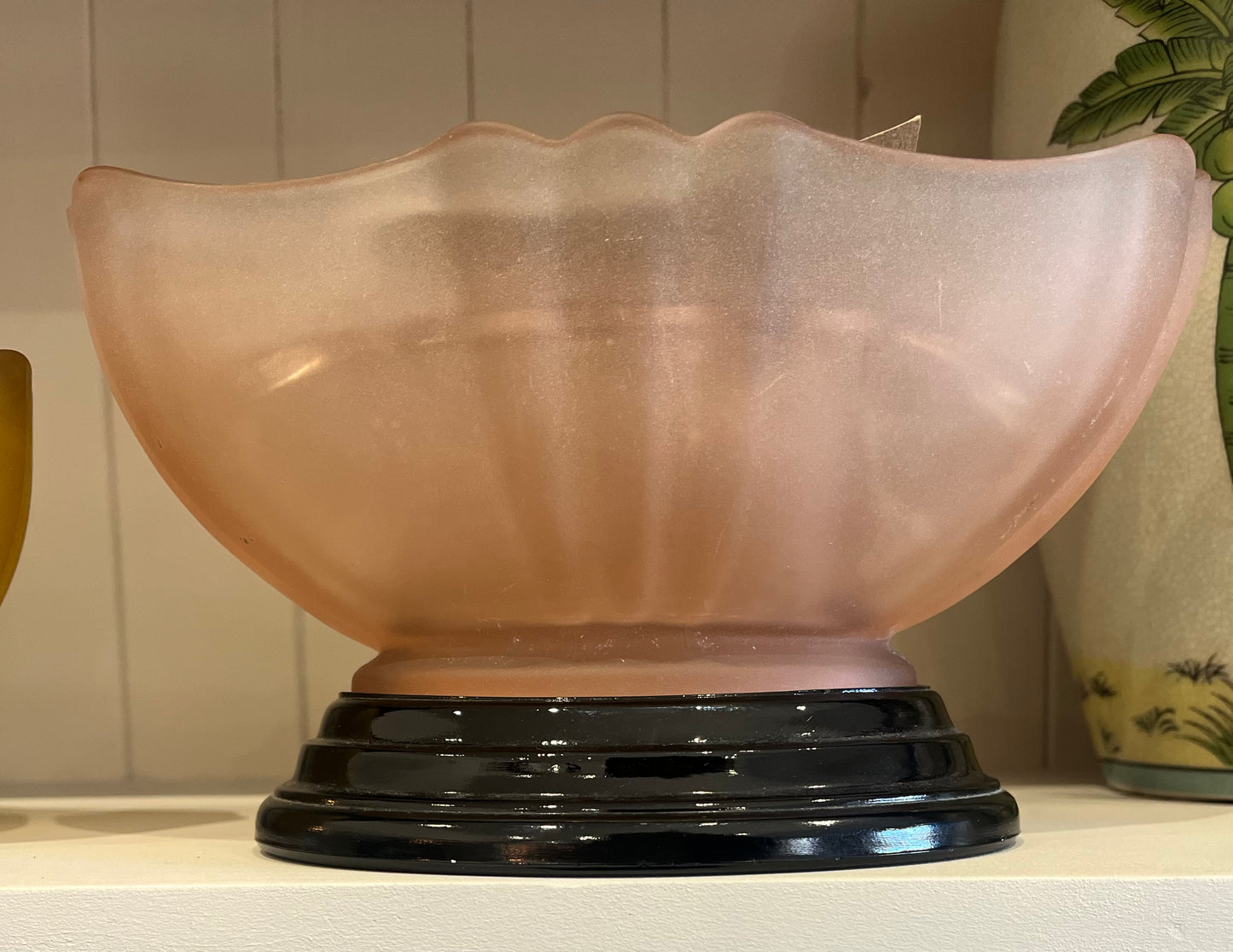 Art Deco Sowerby Frosted Pink Matel with frog