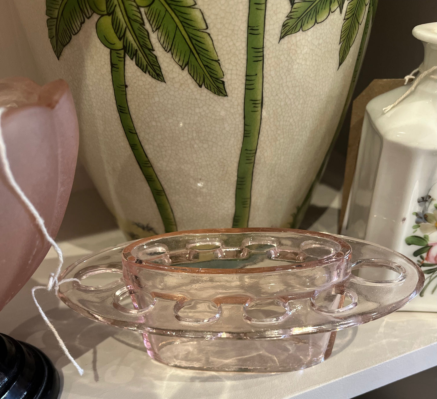 Art Deco Sowerby Frosted Pink Matel with frog