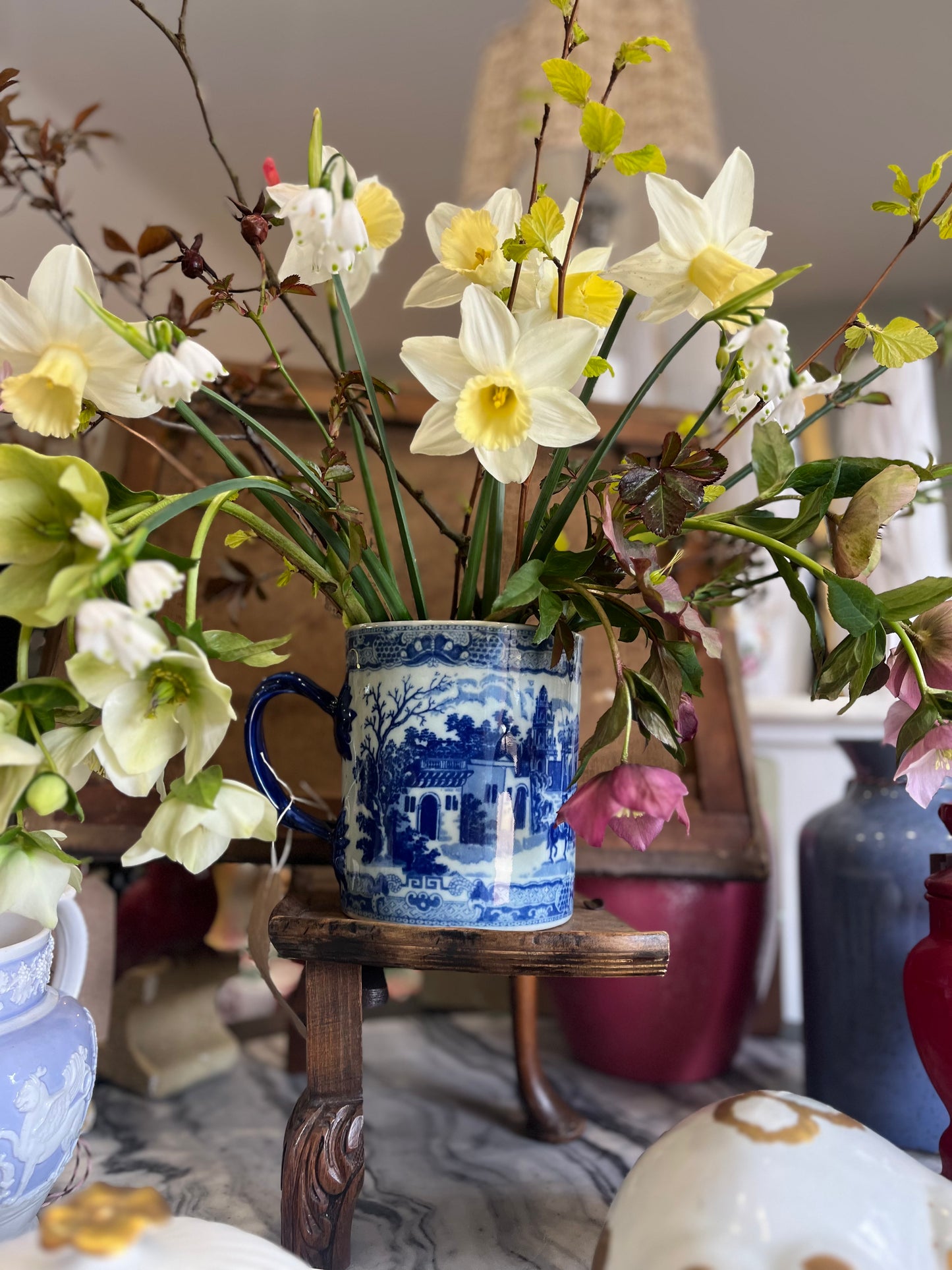 Flow Blue Oversized Victoria Ware Ironstone Mug