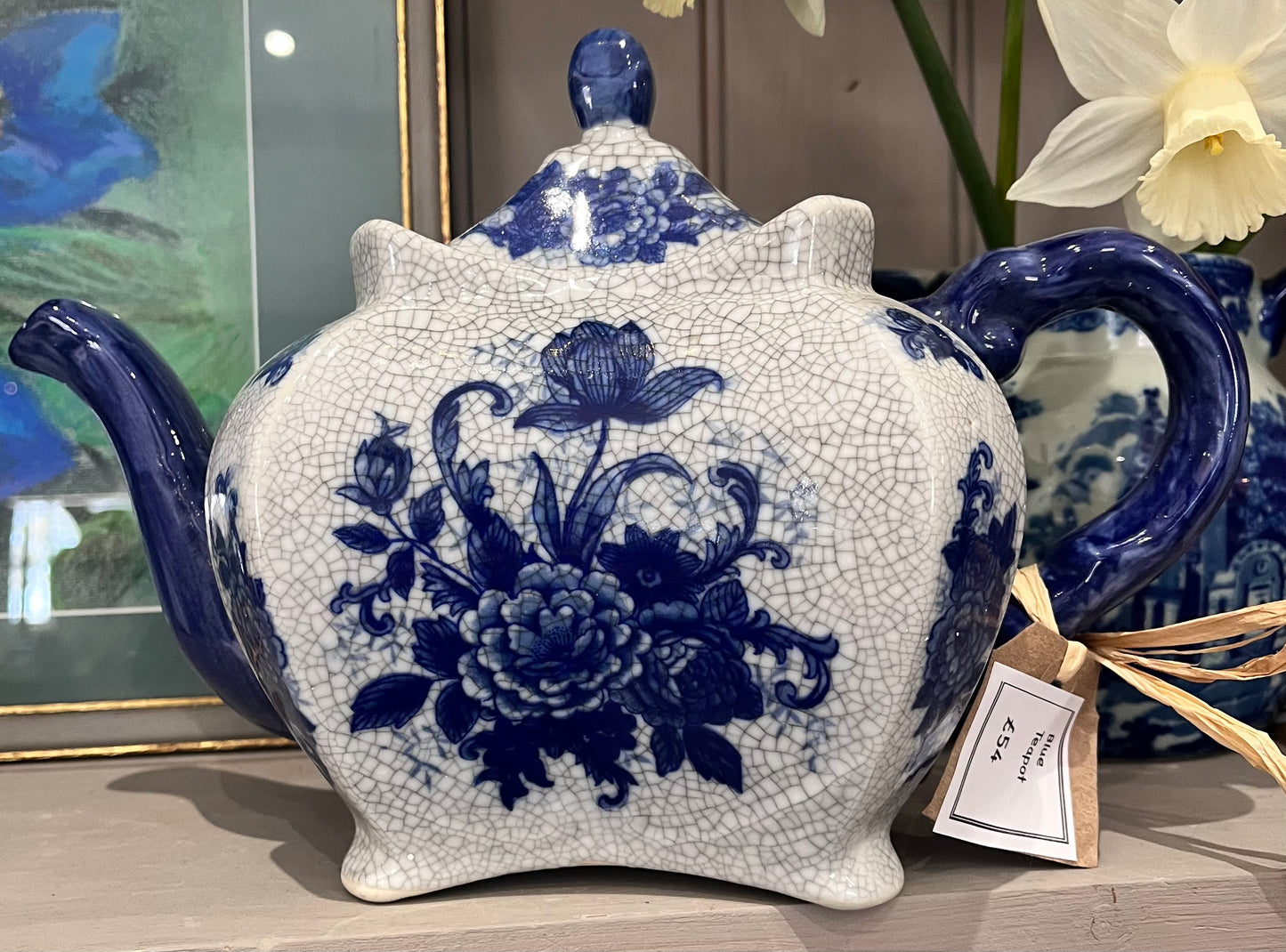 Blue Tulip Teapot