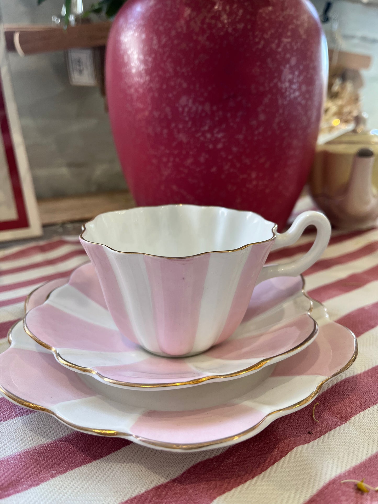 Pink Striped Tea Set x 6 *online exclusive