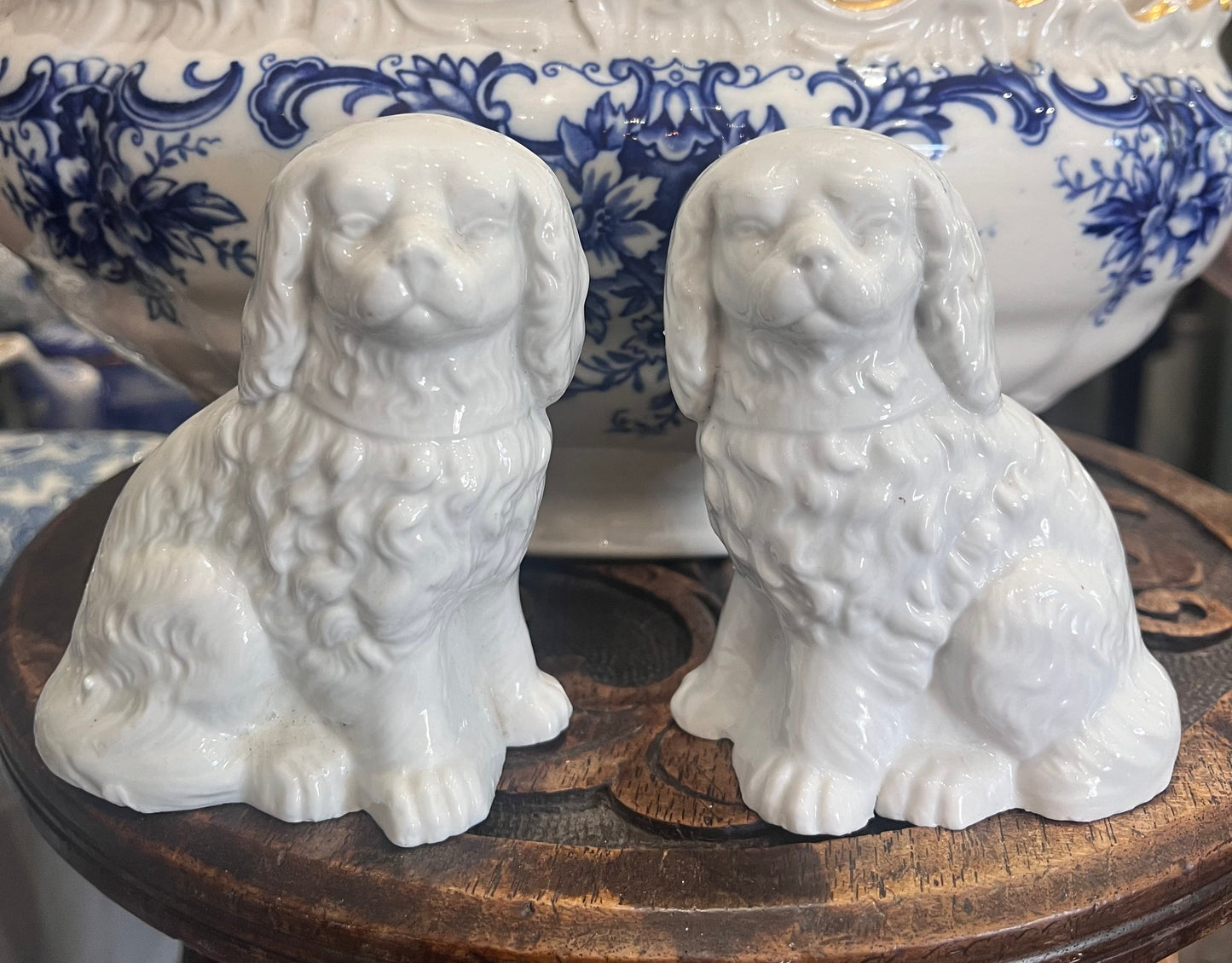 White Porcelain Dogs - Pair