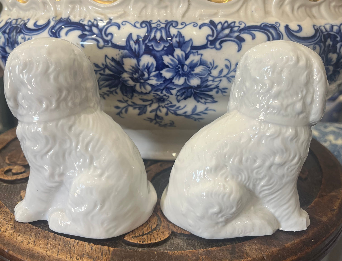 White Porcelain Dogs - Pair
