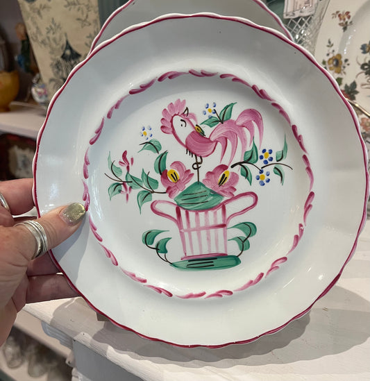 Rooster Pink Plate Set