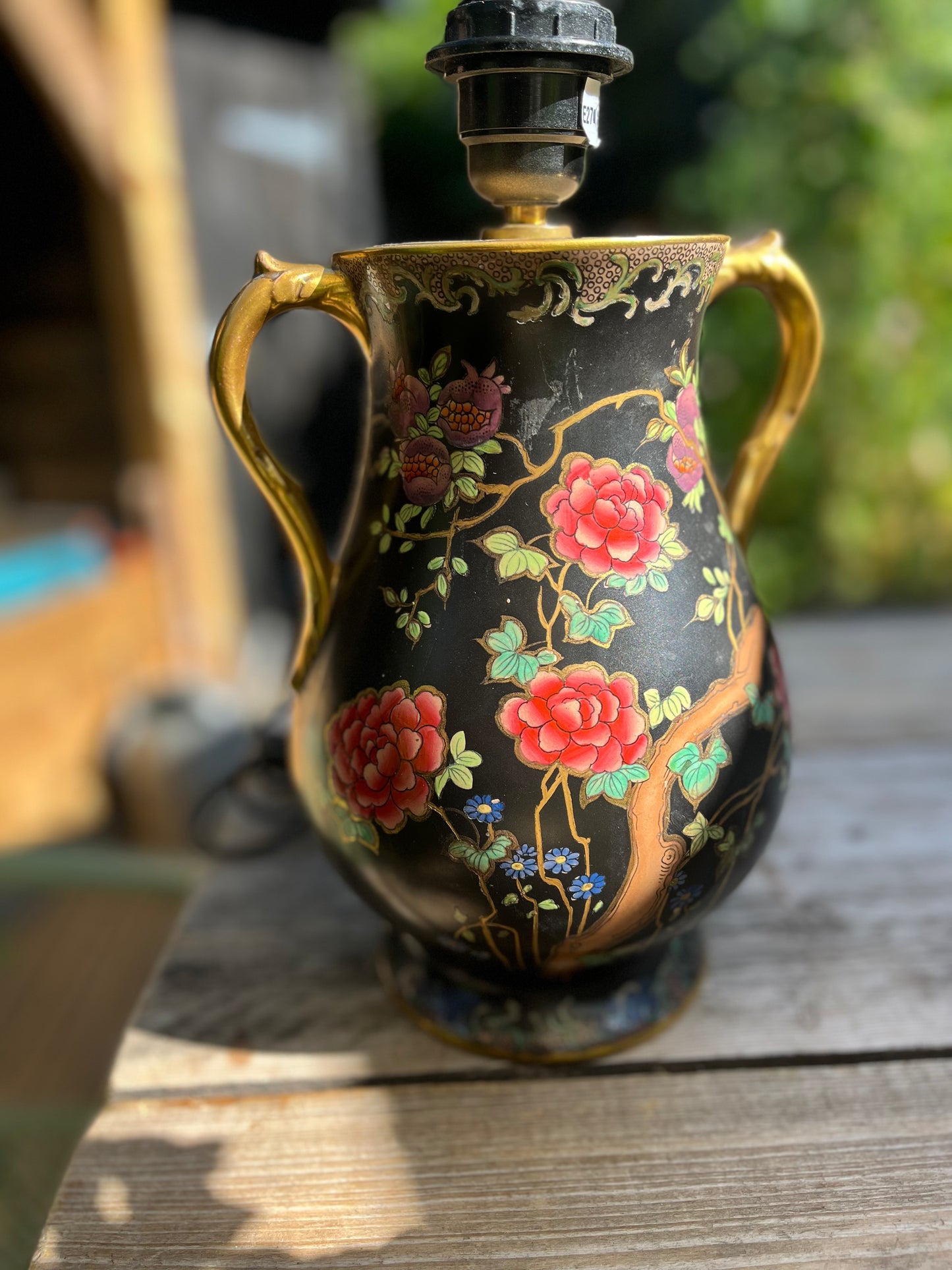Black Chinoiserie Table Lamp