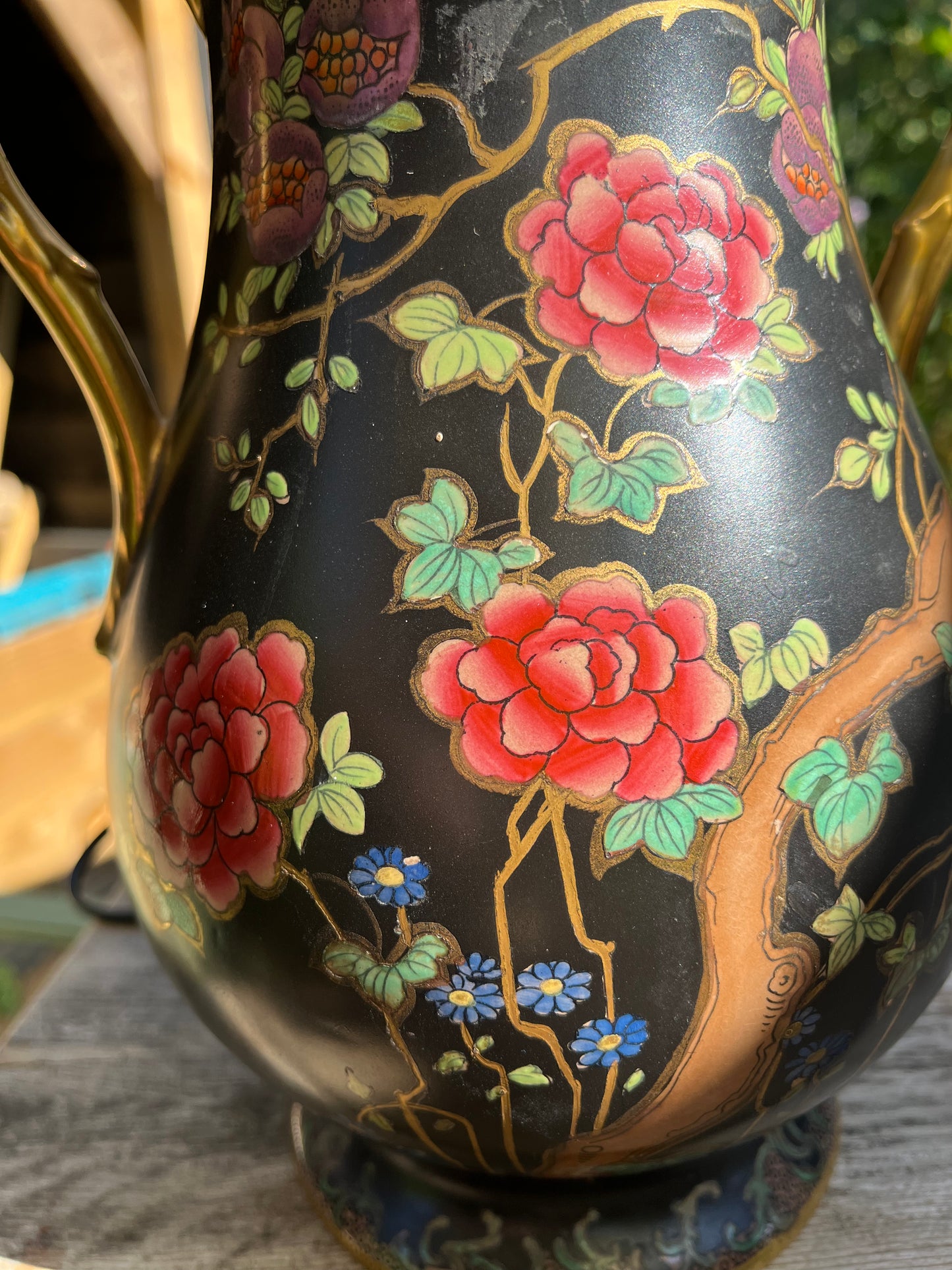 Black Chinoiserie Table Lamp