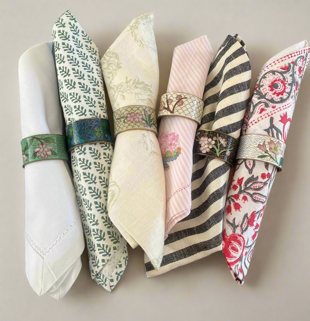 Cloisonne Style Napkin Ring Set