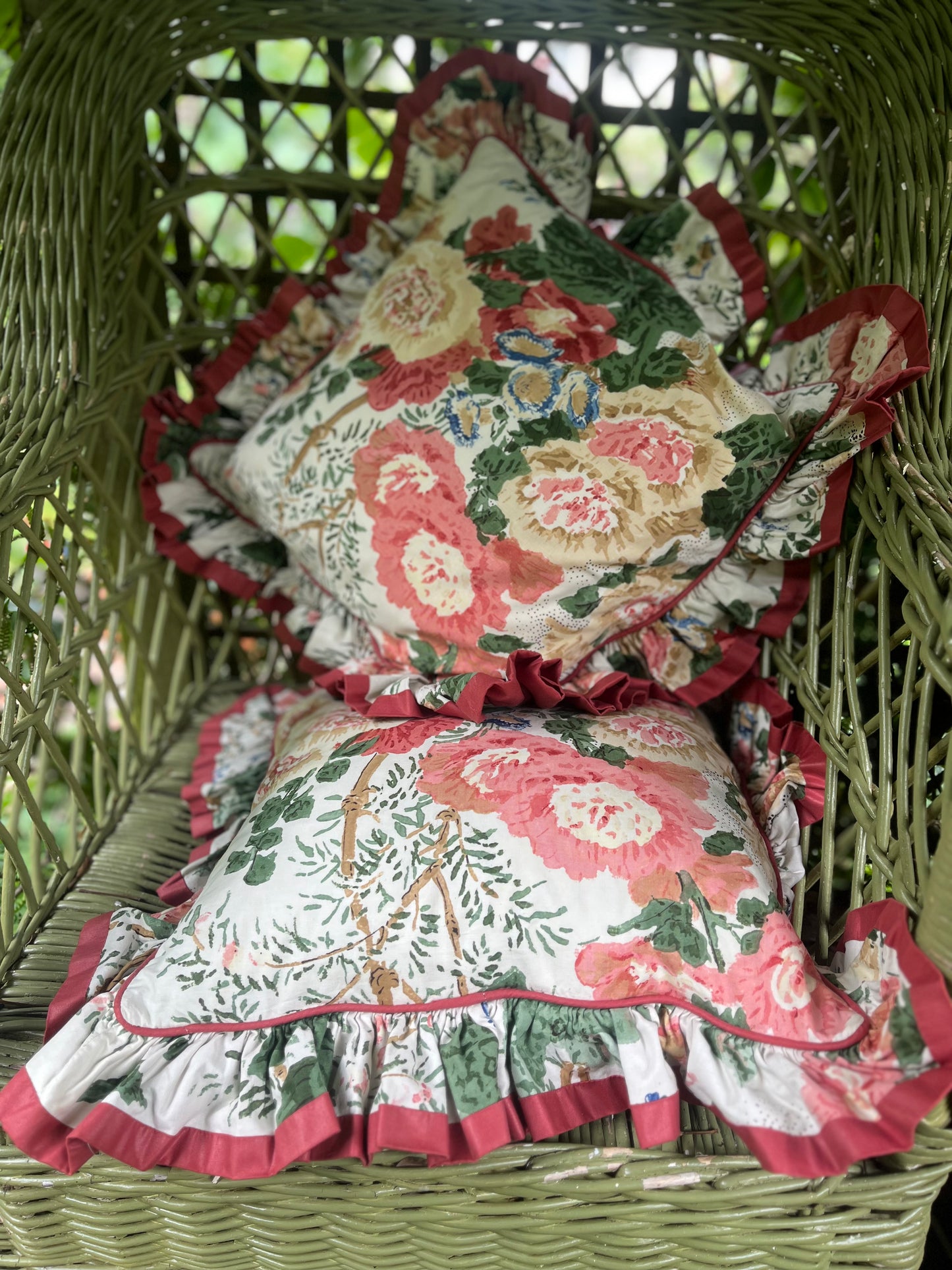 Handmade Ruffled Edge Vintage Cushions