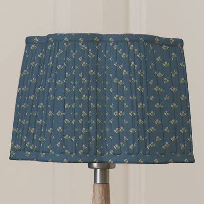 Raja Pleated Scalloped Lamp Shade Denim: Denim / 20 x 30 x 30cm