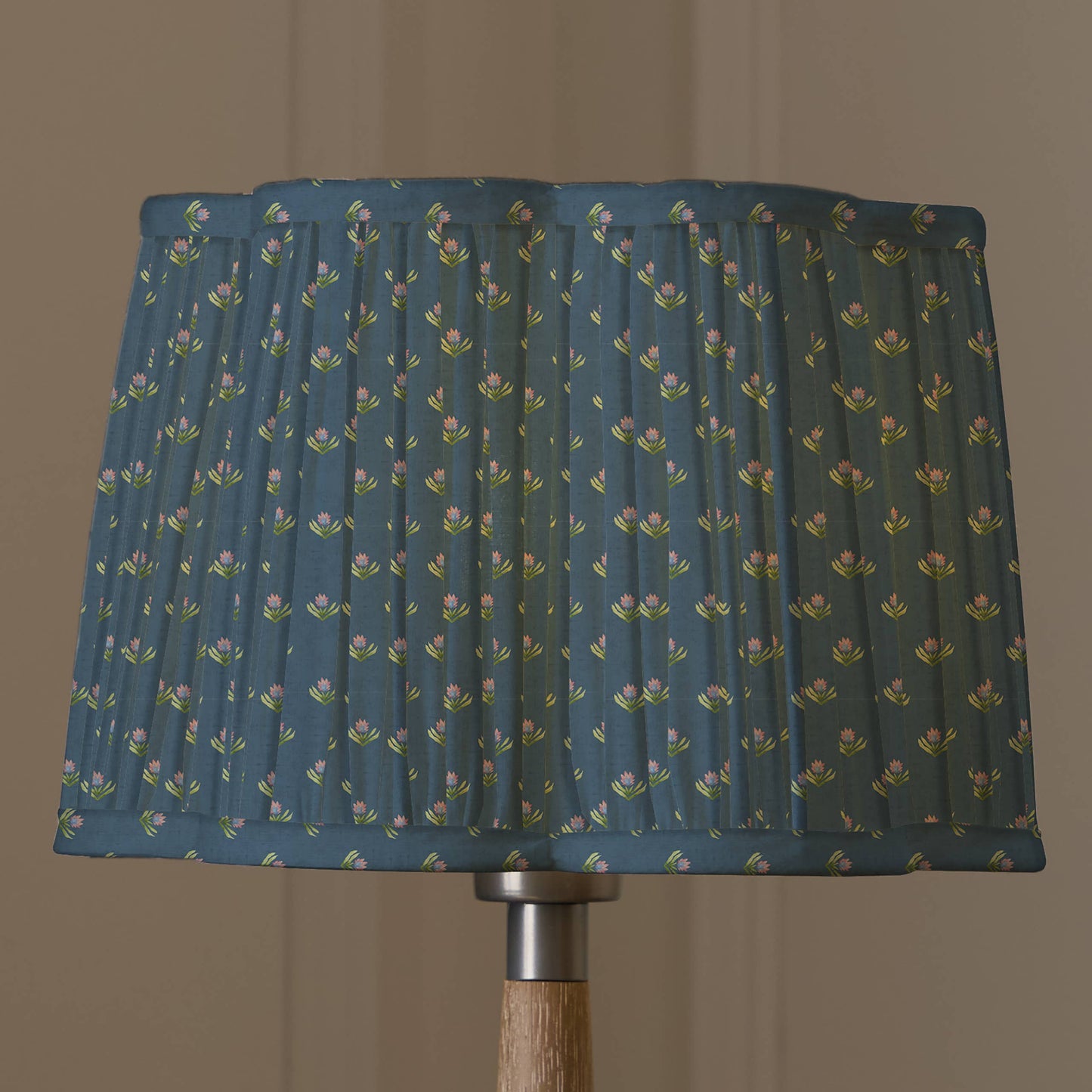 Raja Pleated Scalloped Lamp Shade Denim: Denim / 20 x 30 x 30cm