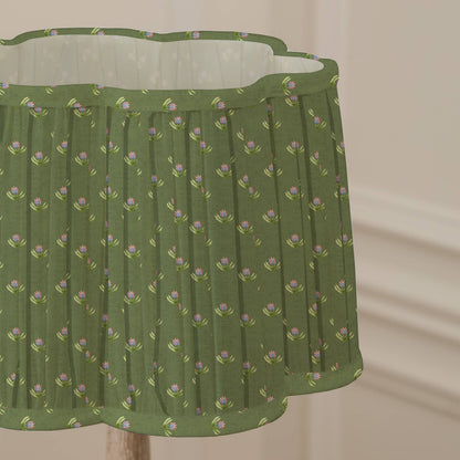 Raja Pleated Scalloped Lamp Shade Sage: Sage / 20 x 30 x 30cm