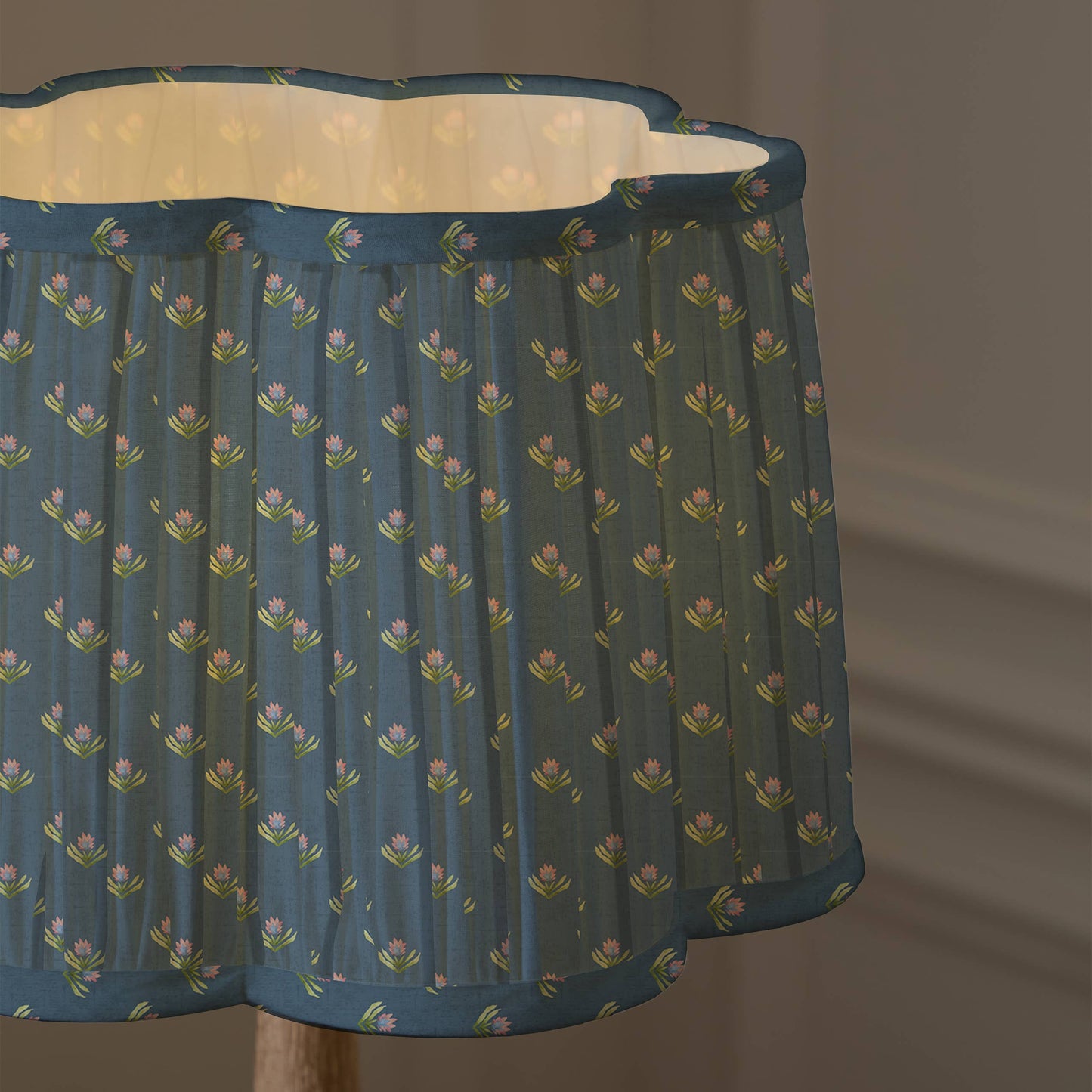 Raja Pleated Scalloped Lamp Shade Denim: Denim / 20 x 30 x 30cm