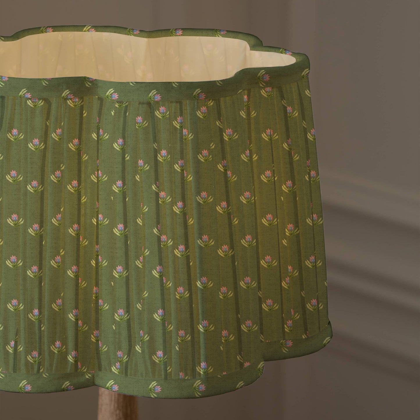 Raja Pleated Scalloped Lamp Shade Sage: Sage / 20 x 30 x 30cm