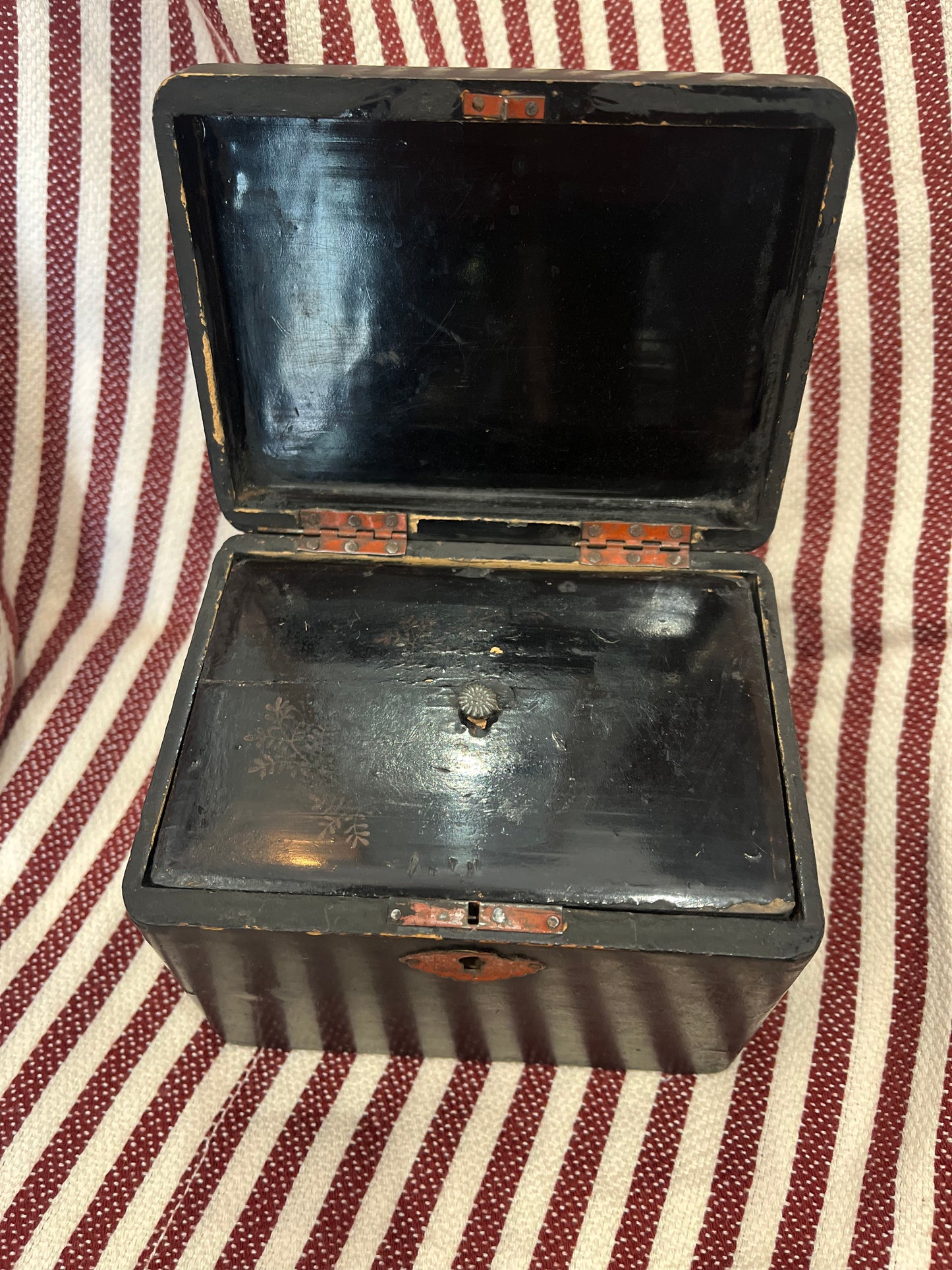 Antique Black Lacquered Caddy