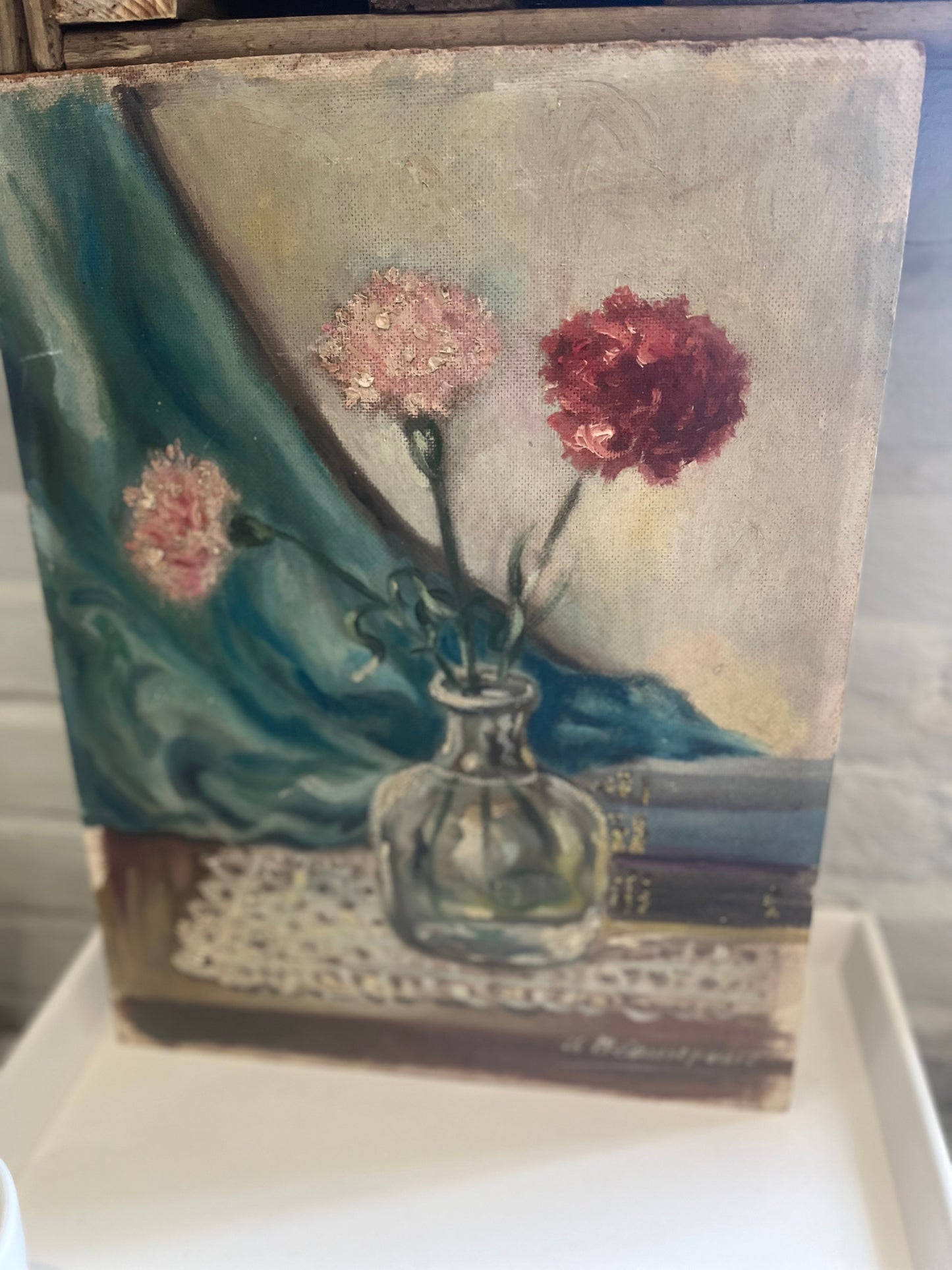 Still Life Original Oil - Carnations