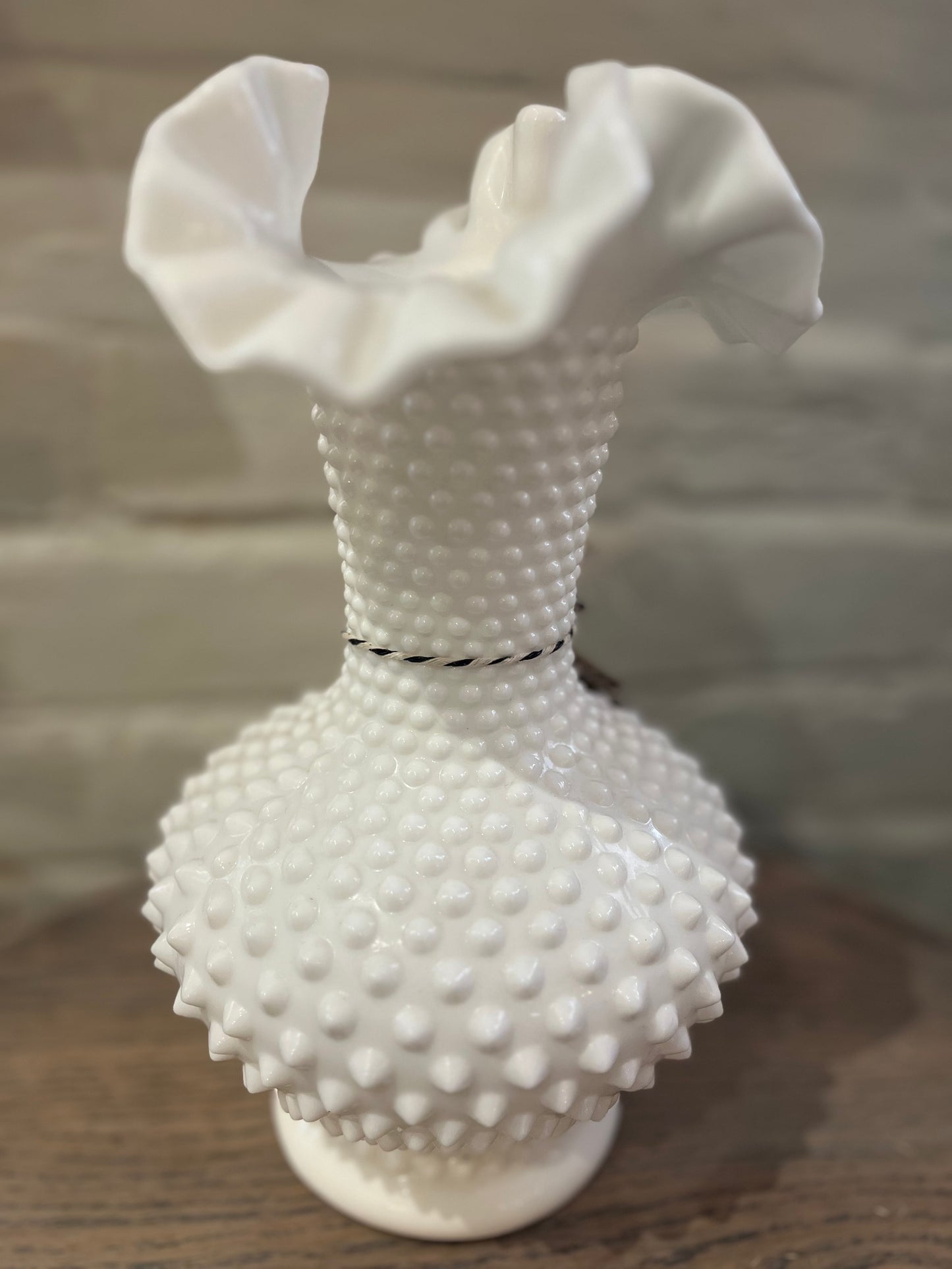 White Fentons Hobnail Vase