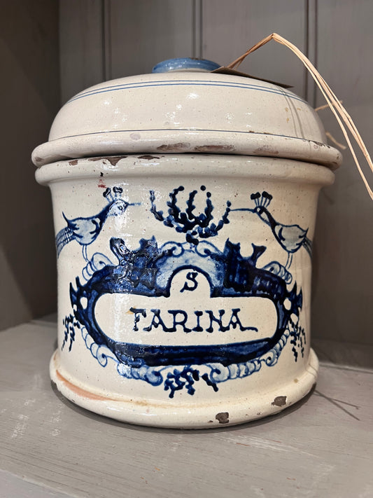 Italian Farina Pot - Hand Panted Birds