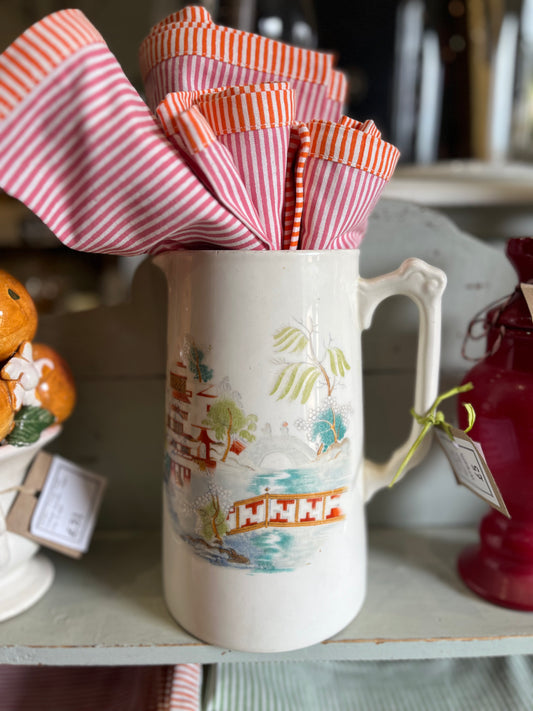 Coloured  Earthenware Willow Pattern Jug