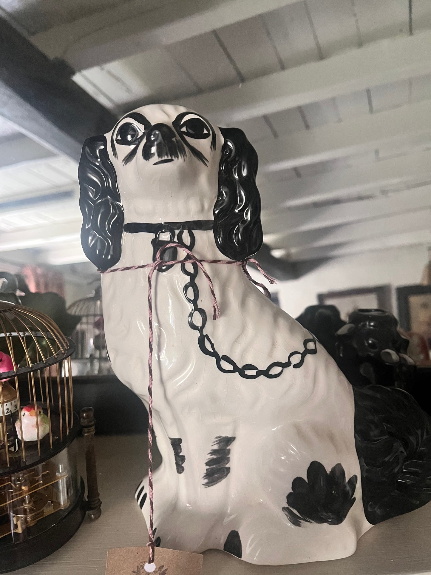 Staffordshire Dogs - Black & White Pair