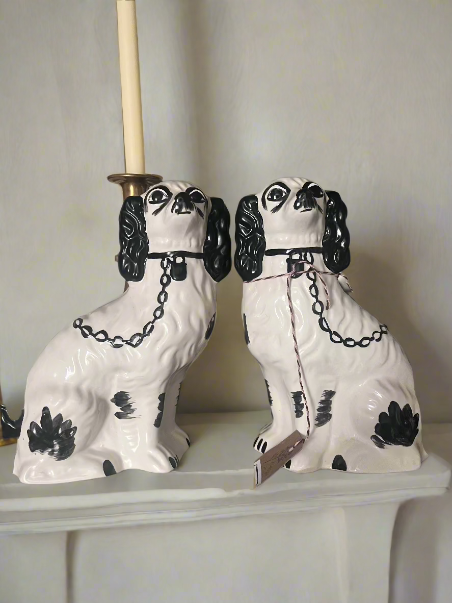 Staffordshire Dogs - Black & White Pair
