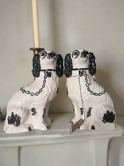 Staffordshire Dogs - Black & White Pair