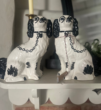 Staffordshire Dogs - Black & White Pair
