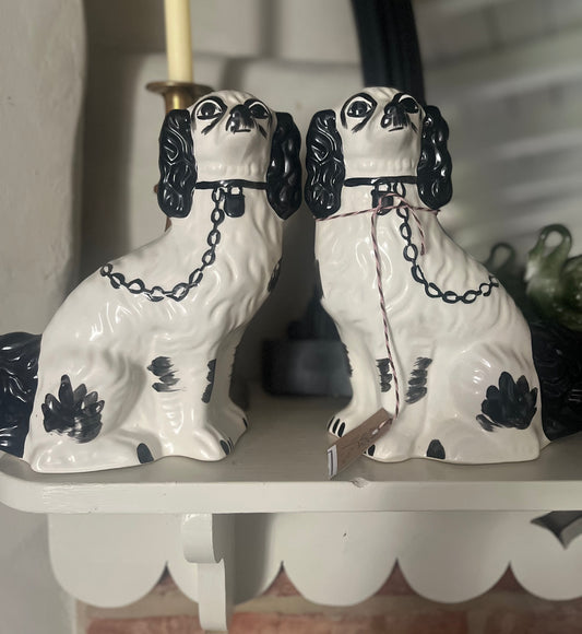 Staffordshire Dogs - Black & White Pair