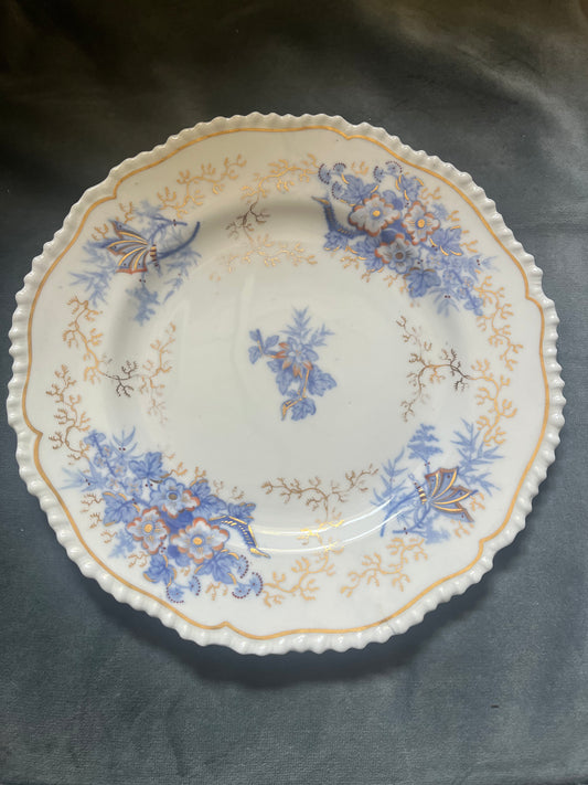 Exquisite Antique Blue Gold Side Plates x 4