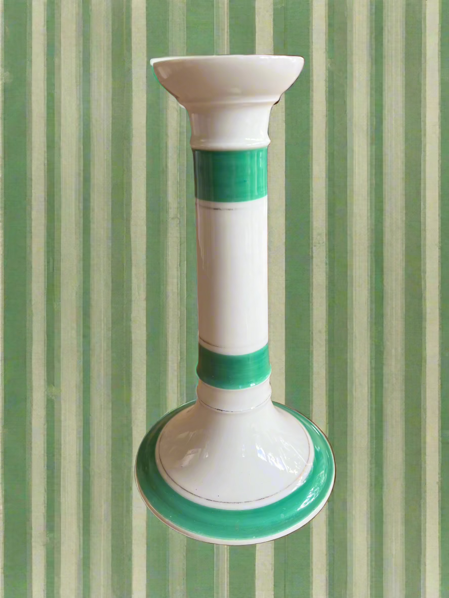 Green & White Striped Candlestick
