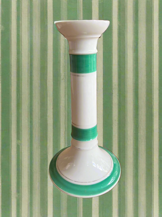 Green & White Striped Candlestick