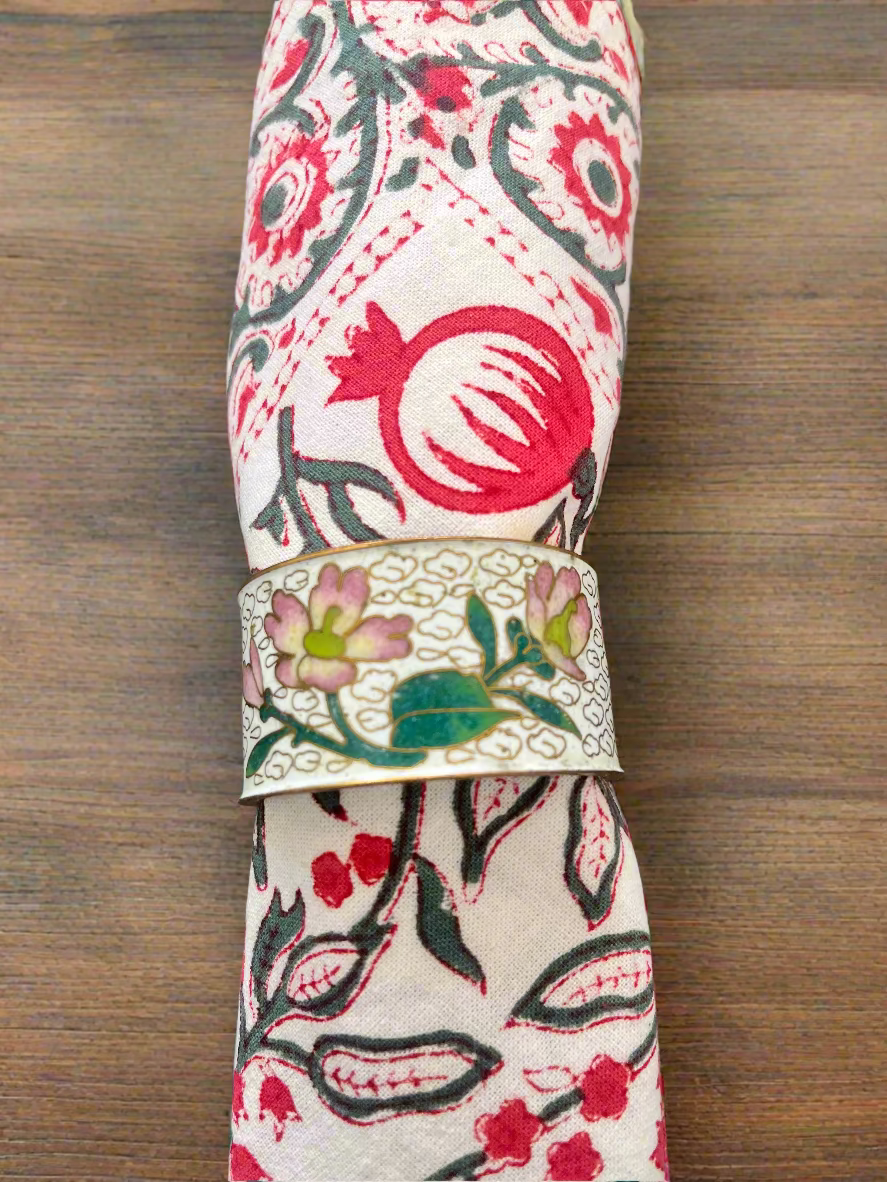 Cloisonne Style Napkin Ring Set