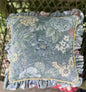 Handmade Blue Floral Ruffled Edge Cushion