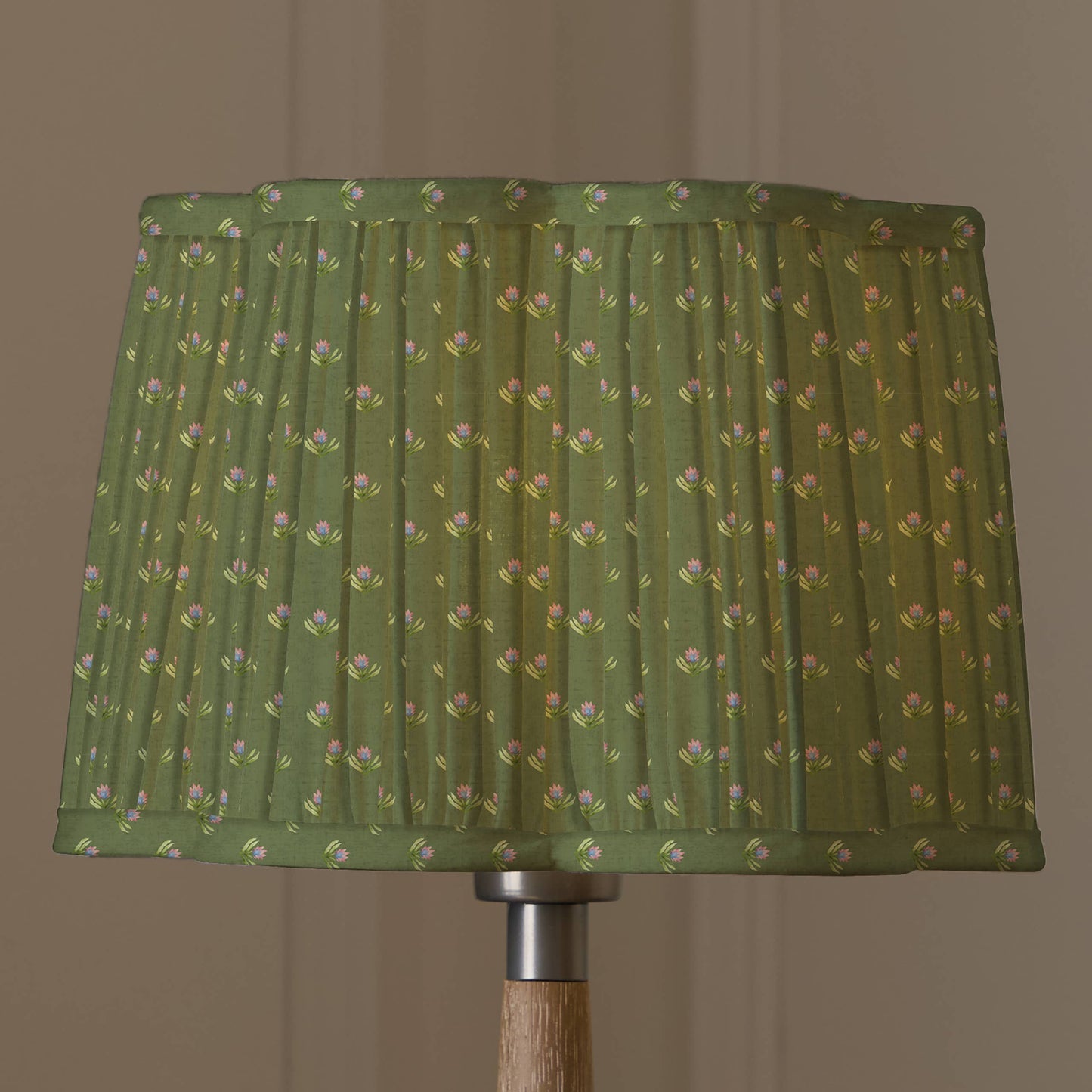 Raja Pleated Scalloped Lamp Shade Sage: Sage / 20 x 30 x 30cm