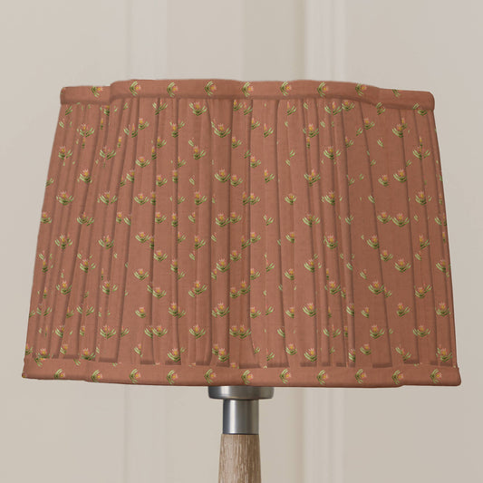 Raja Pleated Scalloped Lamp Shade Terracotta: Terracotta / 20 x 30 x 30cm